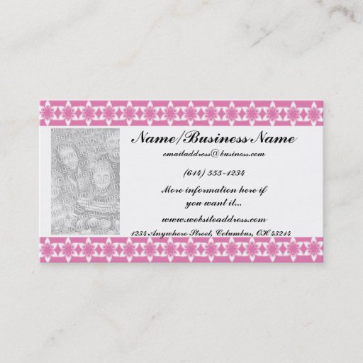 Customizable Pink Floral Design Border Photo Business Cards