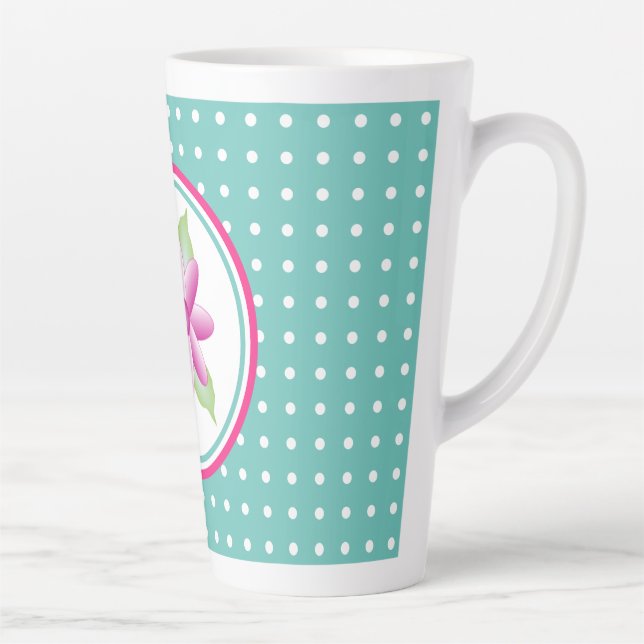 Pink Floral Design Latte Mug (Right)