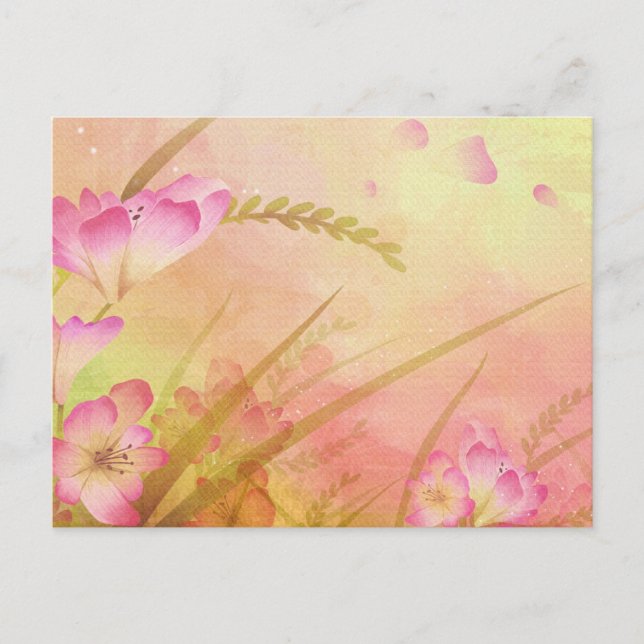 pink floral design postcard (Front)