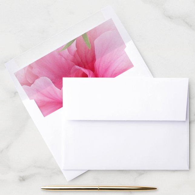 Pink Floral Design Wedding Envelope Liner (Desk)