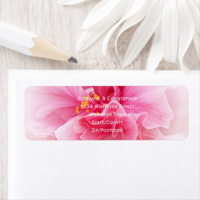 Pink Floral Design Wedding Return Address Label (Insitu)