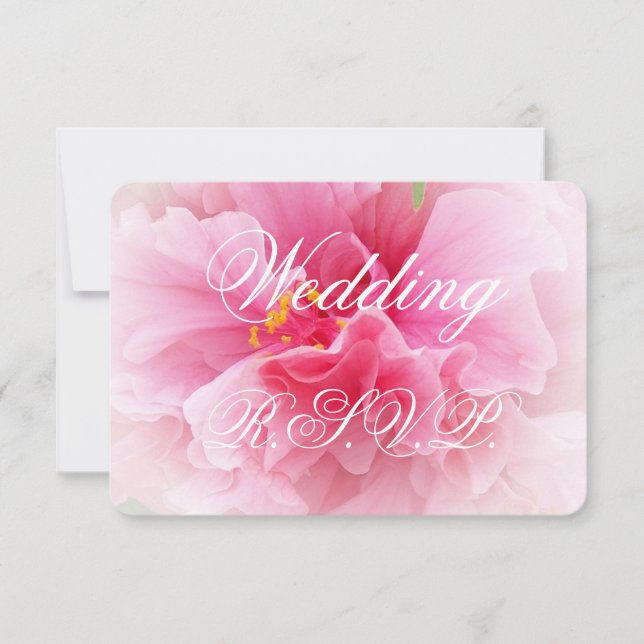Pink Floral Design Wedding RSVP Card (Front)