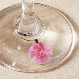 Pink Floral Design Wedding Wine Charm