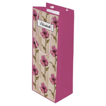 Pink Floral Design Wine Gift Bag by GiftMePlease at Zazzle