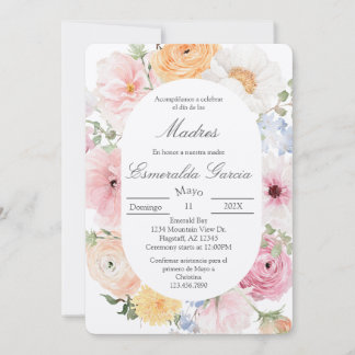 Pink floral dia de las madres  invitation