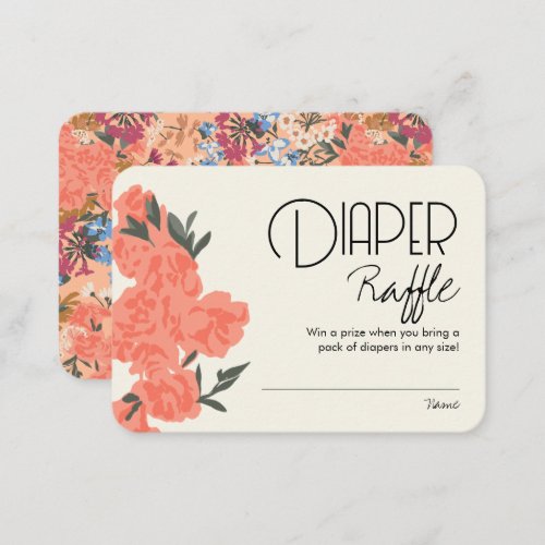 Pink Floral Diaper Raffle Baby Shower Enclosure Card