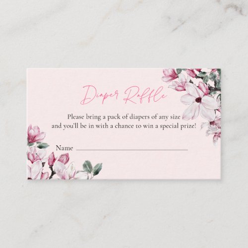 Pink Floral Diaper Raffle Baby Shower Enclosure Card