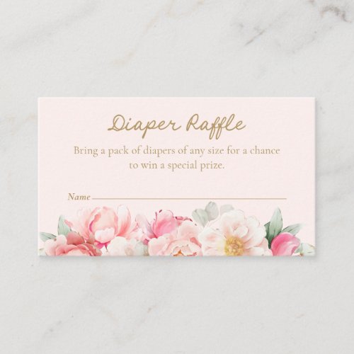 Pink Floral Diaper Raffle Enclosure Card