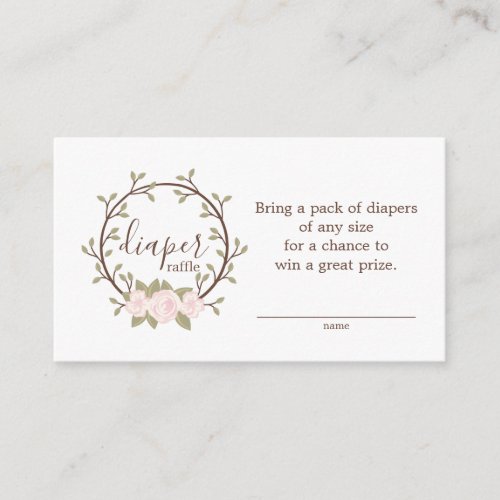 Pink Floral Diaper Raffle Ticket Baby Shower Enclosure Card