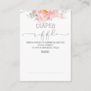 Pink Floral Diaper Raffle Ticket Enclosure Card