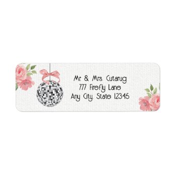 Pink Floral Disco Ball Return Address Label by OccasionInvitations at Zazzle