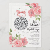 Pink Floral Disco Themed Bridal Shower Invitation  (Front/Back)