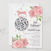 Pink Floral Disco Themed Bridal Shower Invitation  (Front)