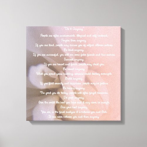 Pink Floral Do It Anyway Canvas Print