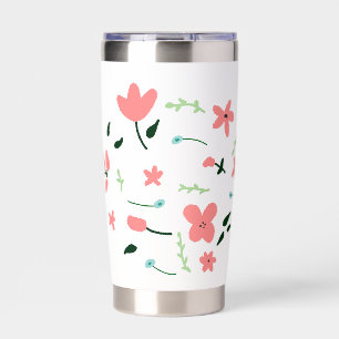 Pink Floral Doodle Garden Gift Insulated Tumbler