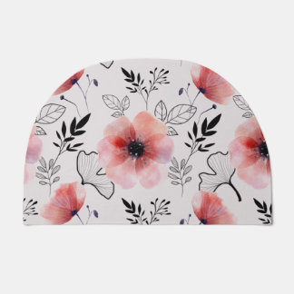 pink floral doormat