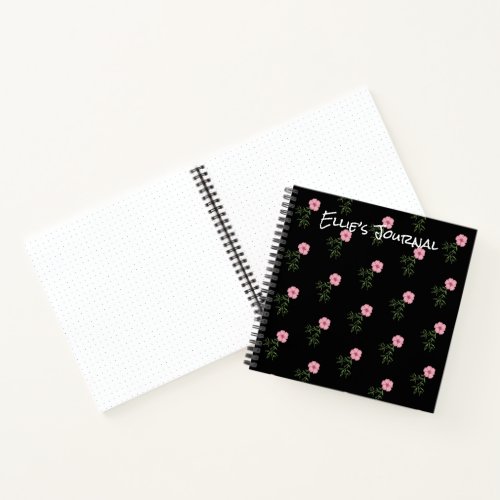 Pink Floral Dot Grid Notebook Bullet Journaling
