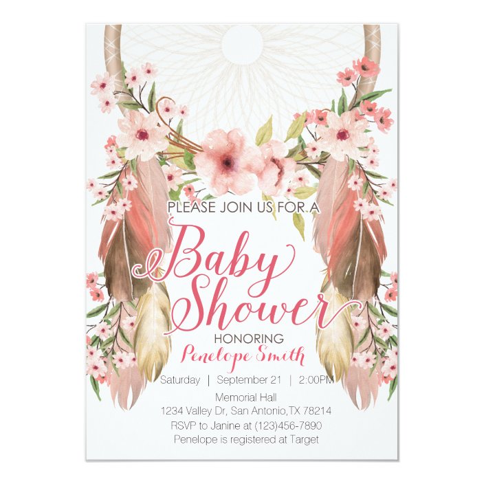 dream catcher baby shower invitations