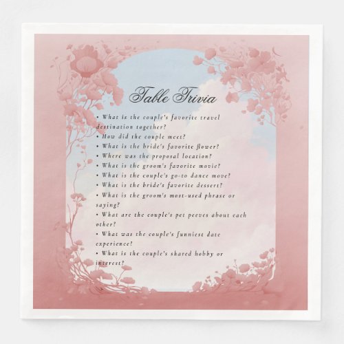 Pink floral dreamy clouds Love story Paper Dinner Napkins