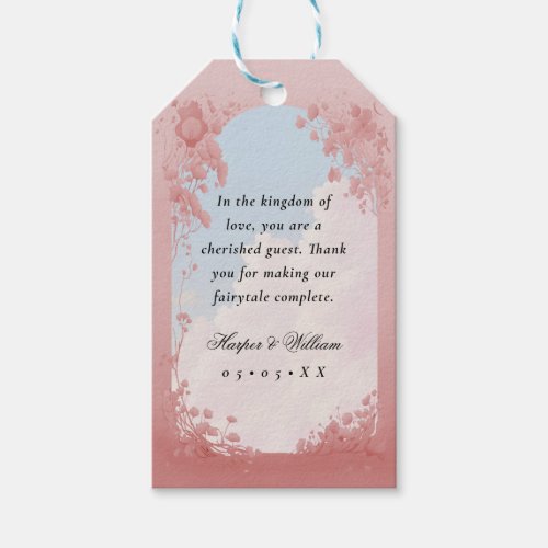Pink floral dreamy clouds wedding gift tags