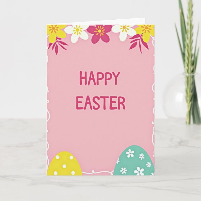 Pink Floral Easter Card (Front)