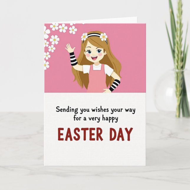 Pink Floral Easter Day Card (Front)