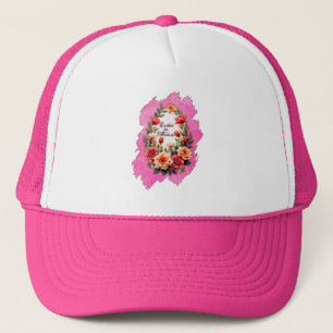 Pink Floral Easter Egg – Spring Art - boné Trucker Hat