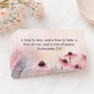 PINK FLORAL Ecclesiastes 3:8 KJV Bible Verse  Business Card