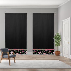 Pink Floral Edged Elegant Blackout Curtains