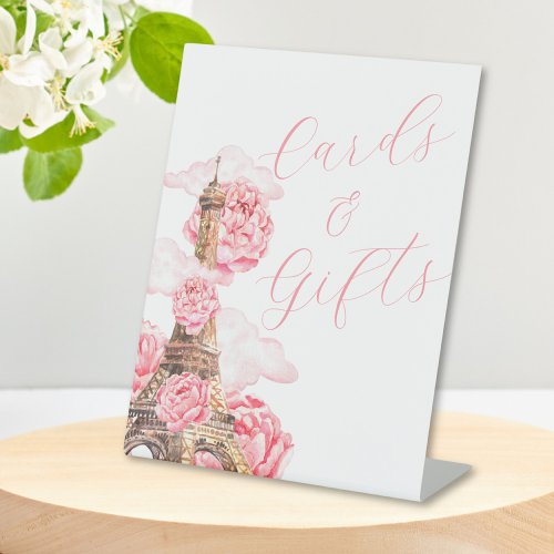 Pink Floral Eiffel Tower Cards Gifts Bridal Shower Pedestal Sign