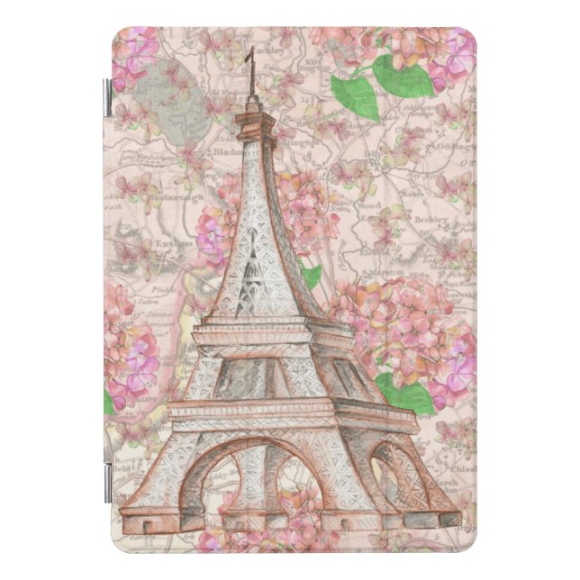 Pink Floral Eiffel Tower  iPad Pro Cover (Front)
