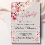 Pink Floral Elegance 90th Birthday Party Invitation<br><div class="desc">Start this special 90th birthday celebration in a elegant style with this beautifully feminine gentle floral invitation with hand painted watercolor mixed wildflowers. All of the text can be personalized for your party including the guest of honor's age. If you have any special requests or require design assistance, just send...</div>