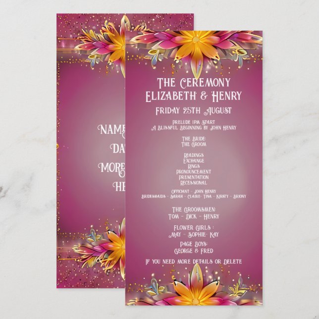 Pink Floral Elegance Wedding Collection (Front/Back)