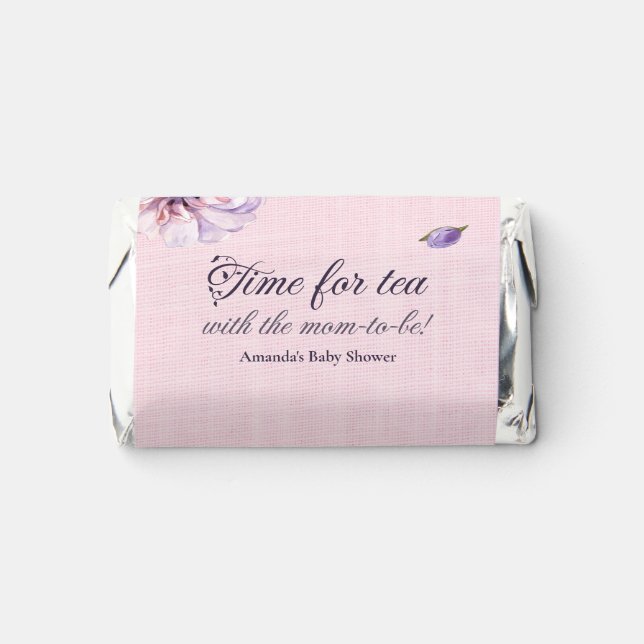 Pink Floral Elegant Baby Shower Candy Hershey's Miniatures (Front)
