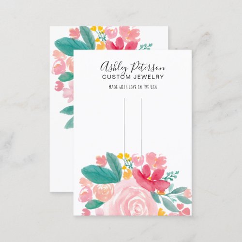 Pink floral elegant hair clip barrette display business card