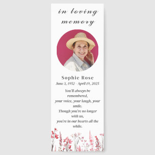 Pink Floral Elegant Memorial Funeral Bookmarks