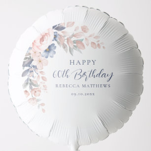 Pink Floral Elegant Script 60th Birthday Any Age Balloon