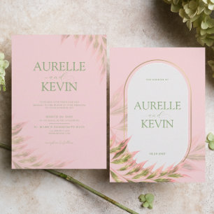 Pink Floral Elegant Summer Watercolor Wedding Invitation