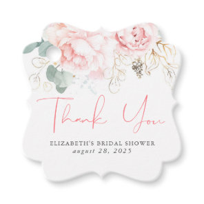Pink Floral Elegant Thank You Favor Tags
