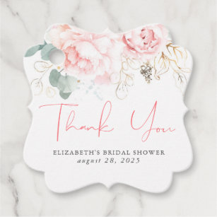 Pink Floral Elegant Thank You Favor Tags