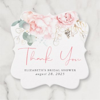 Pink Floral Elegant Thank You Favor Tags by lovelywow at Zazzle