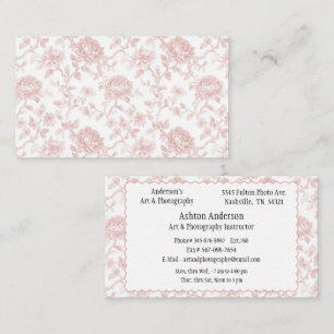 Pink Floral Elegant Vintage Business Card