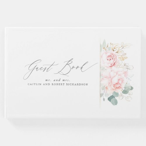 Pink Floral Elegant Wedding Guest Book