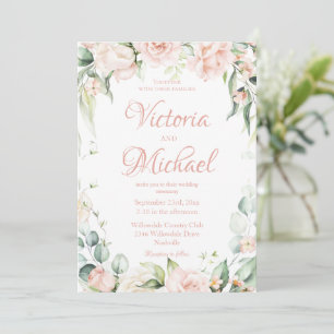 Pink Floral Elegant Wedding Invitation
