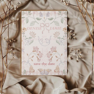 Pink Floral Elegant Wedding Save the Date Overlay Vellum Invitations