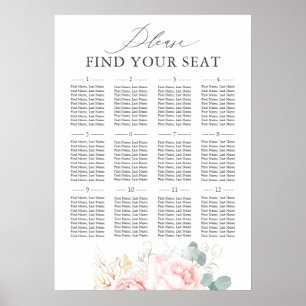 Pink Floral Elegant Wedding Seating Chart
