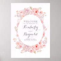 Pink Floral Elegant Wedding Welcome Sign
