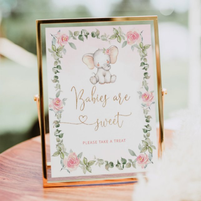 Pink floral elephant Babies are sweet Poster (Creator Uploaded)