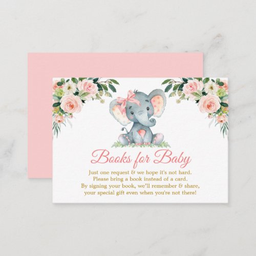 Pink Floral Elephant Bow Shower Enclosure Card