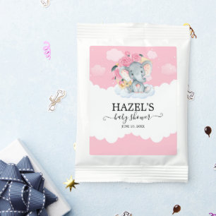 Pink Floral Elephant Little Peanut Baby Shower Hot Chocolate Drink Mix